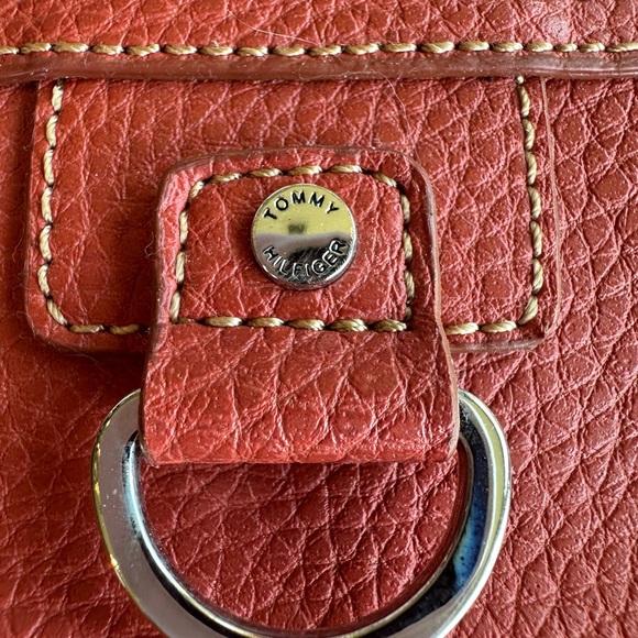 Tommy Hilfiger Leather Orange Shoulder Bag 12”x6” - Picture 3 of 13